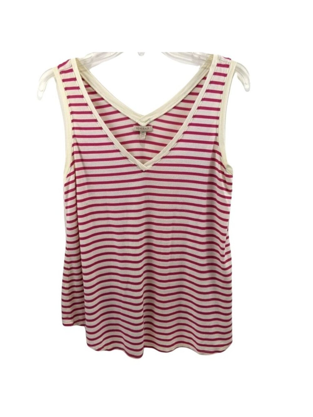 Women's Bordeaux Small Pink and White Stripe Tank Top 11c - Picture 1 of 7